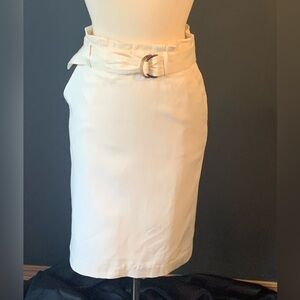 Ann Taylor Elegant Cream Belted Skirt Size 0